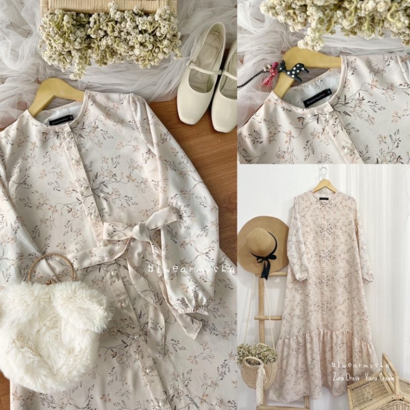Mysha Iwearmysha Gamis Motif Bunga Terbaru ZARA DRESS : VIERA CREAM