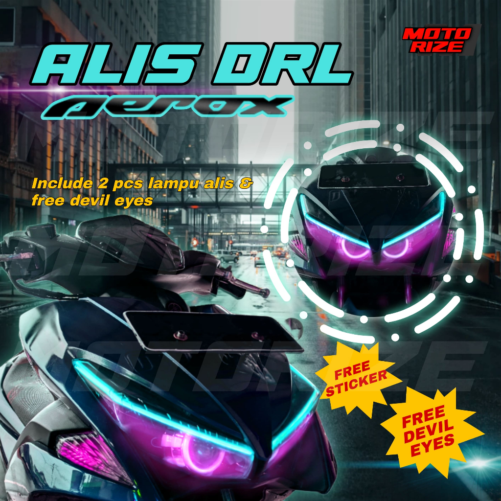 LAMPU ALIS AEROX 155 BONUS DEMON EYES AEROX 2016 2017 2018 2019 2020 LAMPU SENJA LAMPU VARIASI LAMPU