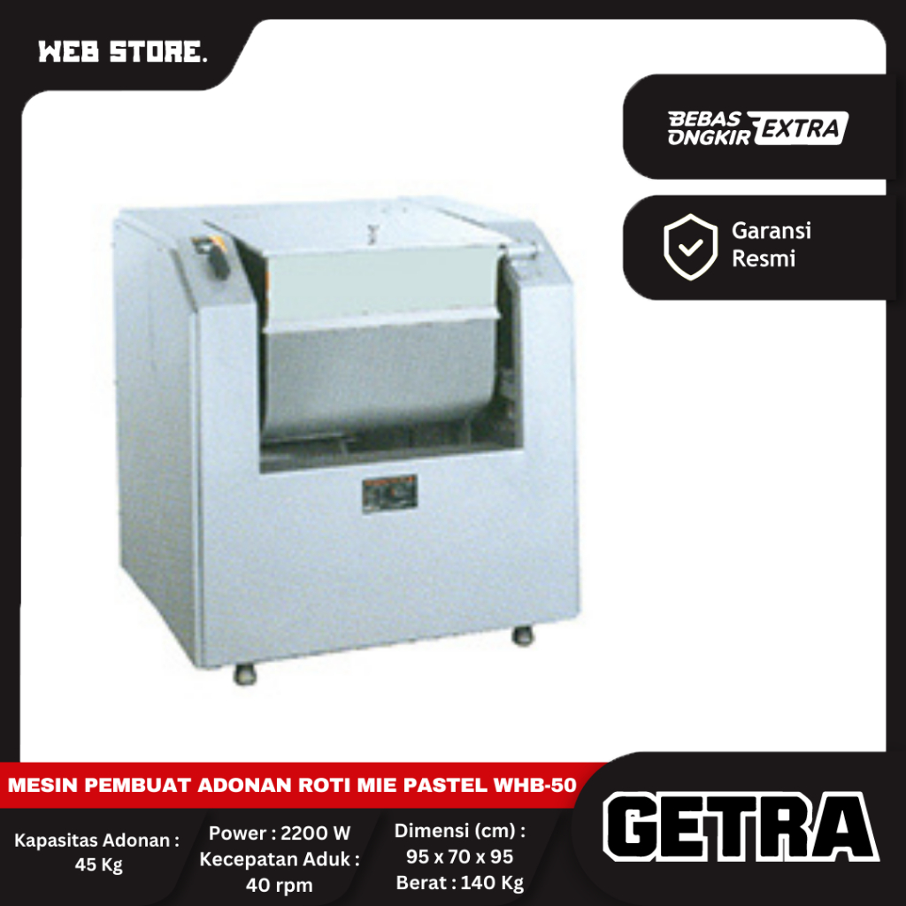 Horizontal Mixer Mesin Pembuat Adonan Roti Mie Pastel WHB-50 Getra