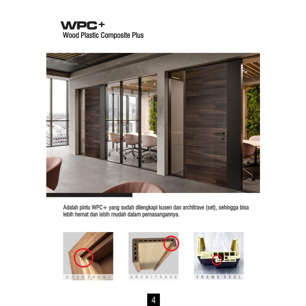 Pintu Kamar pintu kamar mandi pintu anti rayap Pintu WPC+ Laminasi Set Kusen dan Architrave