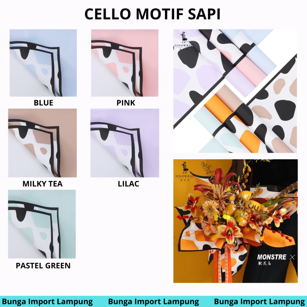 

Cellophane new motif bintik sapi flower wrapping