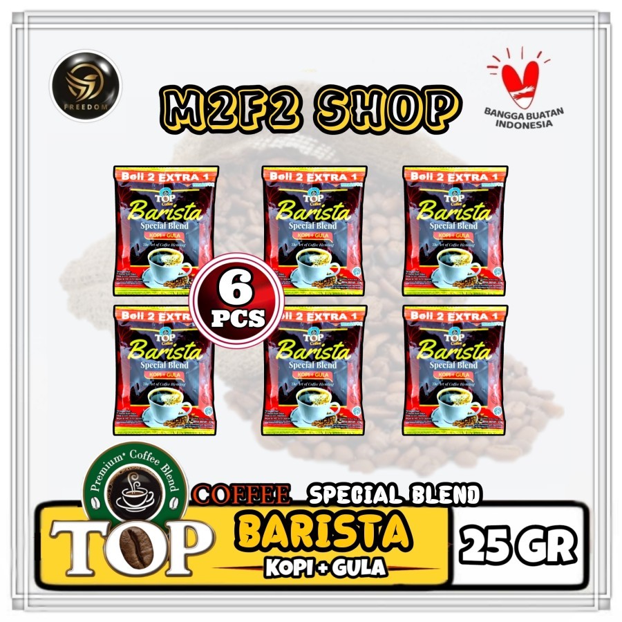 

TOP Premium Coffee Blend Barista | Kopi Hitam + Gula Serbuk Sachet - 25 gr (Kemasan 6 Pcs)