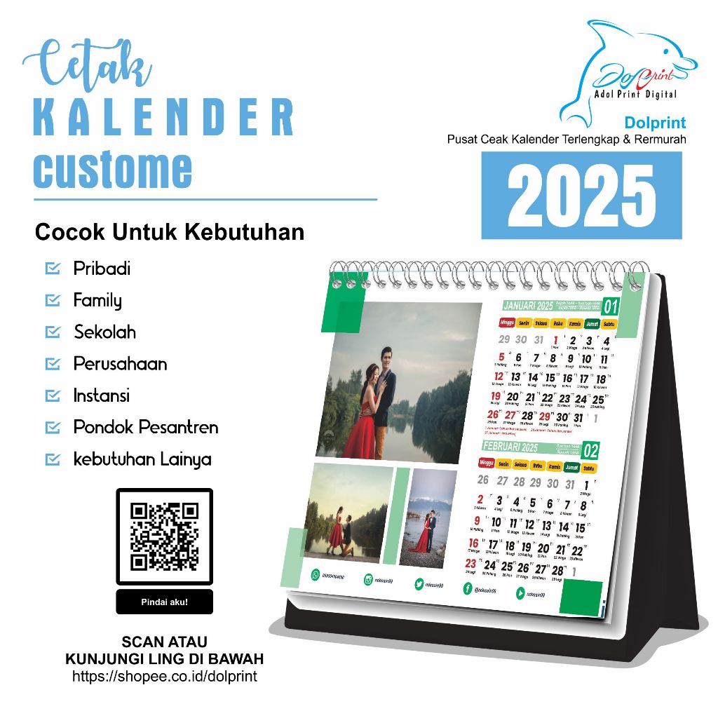 

Kalender Meja 2 Bulanan Custom Desain