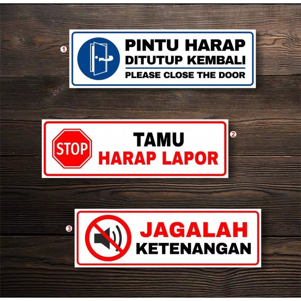 

stiker Pintu Harap Tutup/Tamu harap Lapor. uk 7,5x23cm Sign Rambu k3