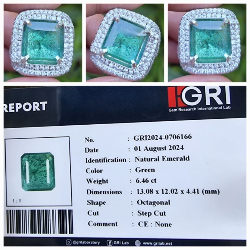 Natural HQ Rare Zamrud Emerald No Oil No Treatment Memo 6.46 crt