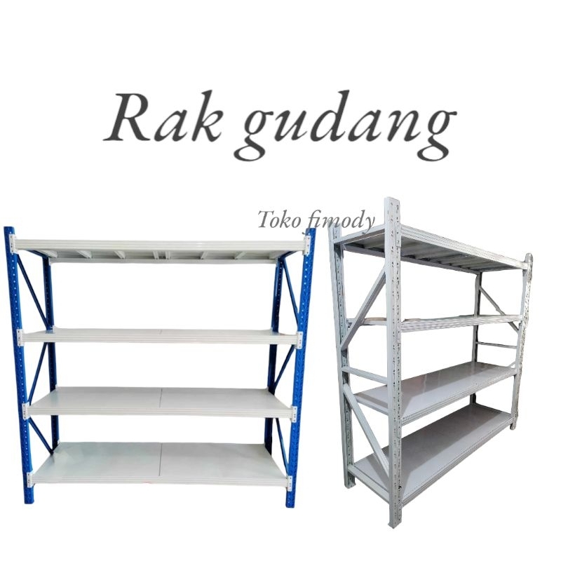 Rak gudang putih biru dan rak gudang putih
