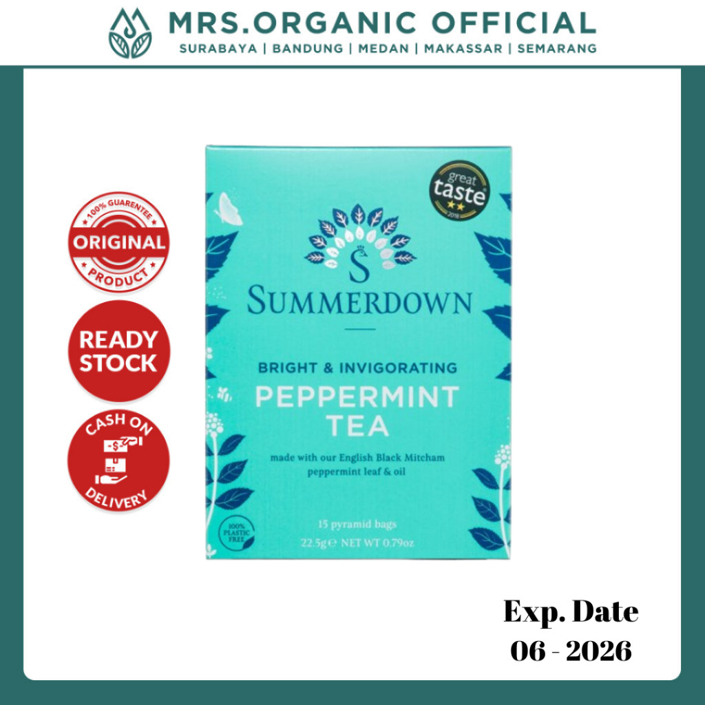 

Summerdown English Peppermint Pyramid Tea Isi 15 Bags - Teh Peppermint Inggris Premium Alami Organik dengan Rasa Tajam dan Menyegarkan