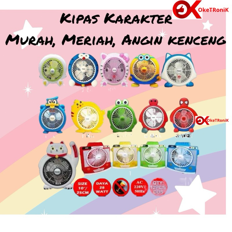 YUNDAI Kipas Karakter / Kipas Motif  / Kipas Meja Karakter 8inchi - 10 inchi, Angin kenceng.