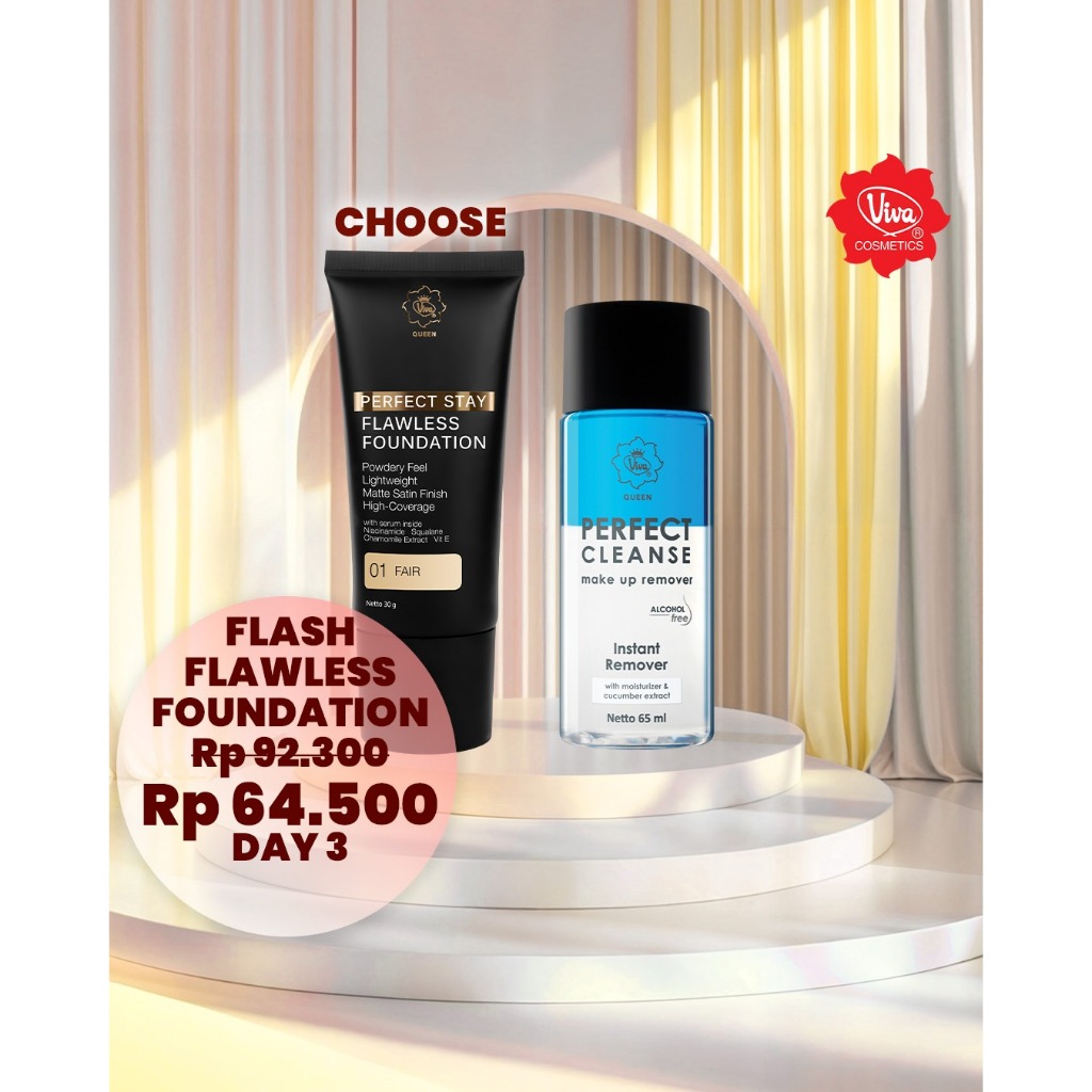 Paket 1 Viva Queen Flawless Foundation, 1 Viva Queen Perfect Cleanse Make Up Remover
