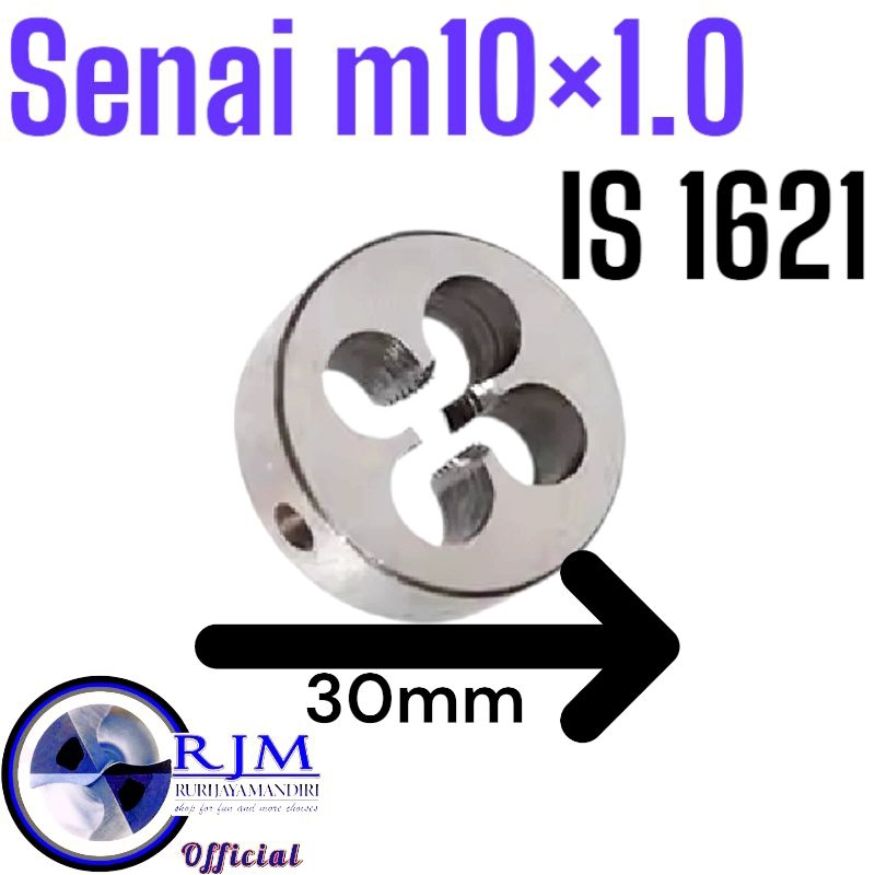 1pcs mata senai snai snei senei m10x1.0 round die tap lebar 30mm bukan m6x1.0
