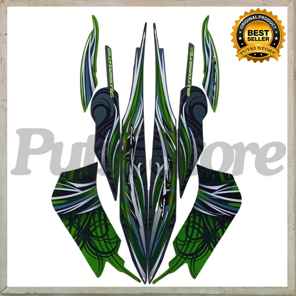 Striping Stiker List Body Motor Yamaha Mio Soul 2009 Hijau Standar List Stiker Mio Soul 2009