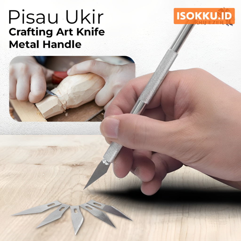 

Pisau Ukir Seni Hobby Crafting Art Knife Metal Handle - Silver