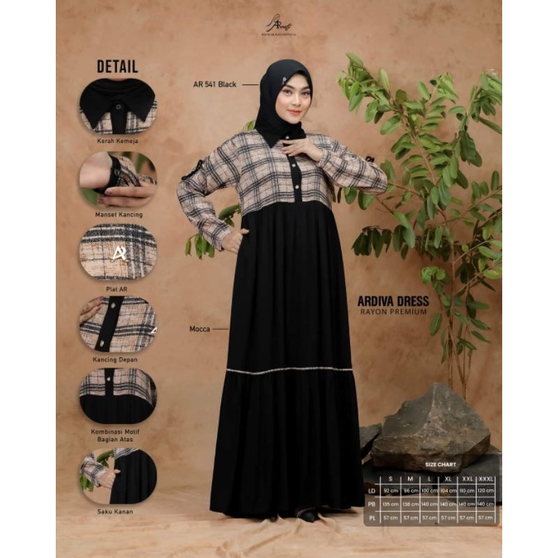 Ardiva Dress by Arrafi ORI Gamis Rayon Adem Terbaru