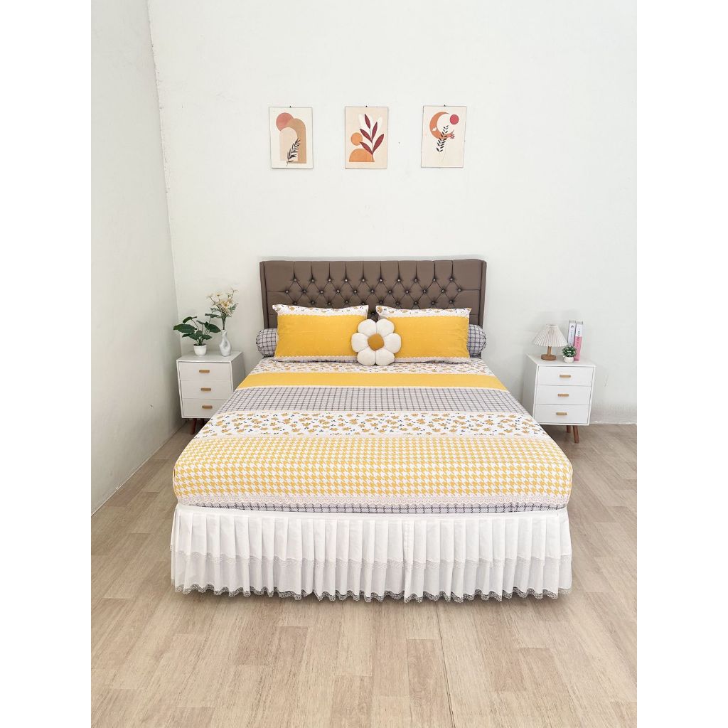 Sprei Anti Geser Motif Sunville Kuning