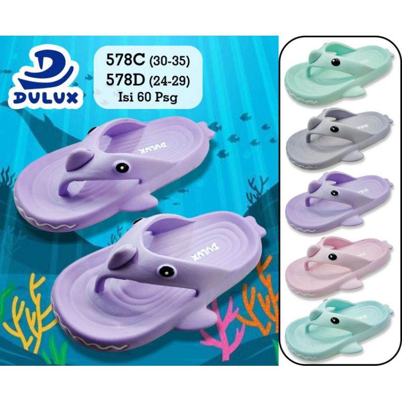 sandal karet anak cowok kecil motif ikan hiu
