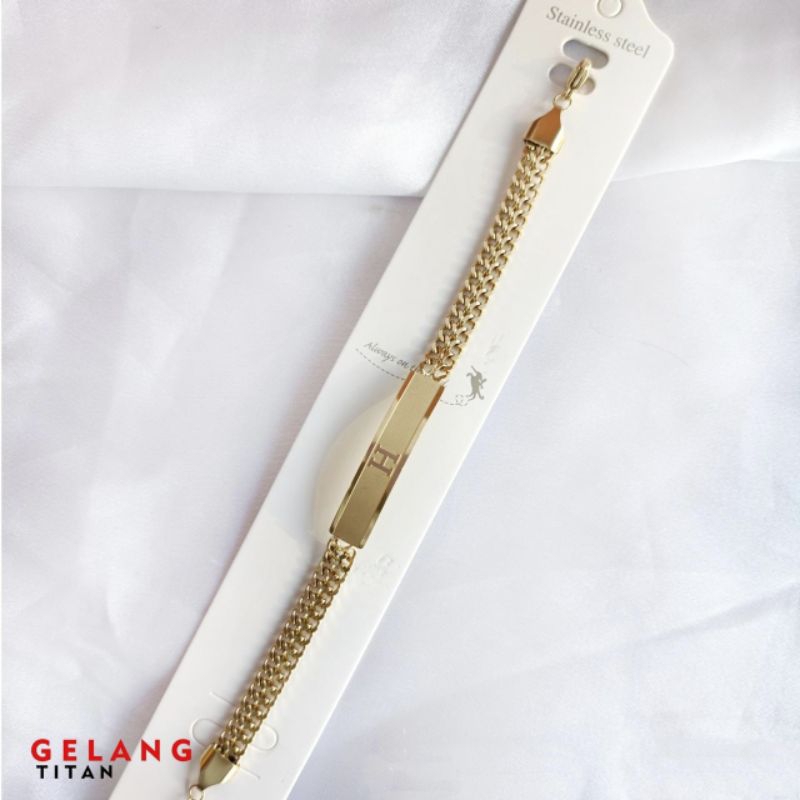 Gelang tangan rantai H titanium fashion wanita