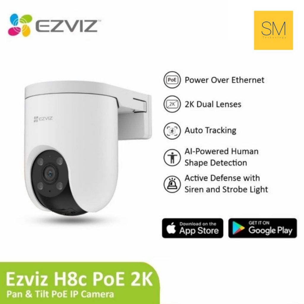 EZVIZ H8c PoE 2K 3MP H.265 Pan & Tilt PoE IP Camera