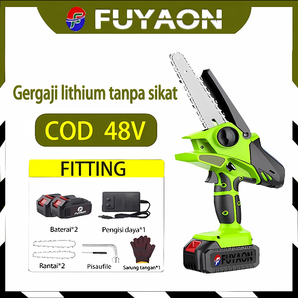 ⭐️-COD-⭐️Ready stock Gergaji lithium 8 inci  Gergaji lithium hijau gergaji  chainsaw mini gergaji be