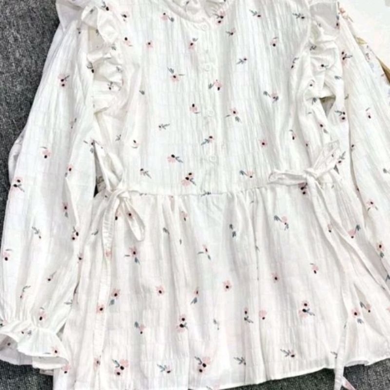 Kiyomi Blouse Crinkle Motif Bunga