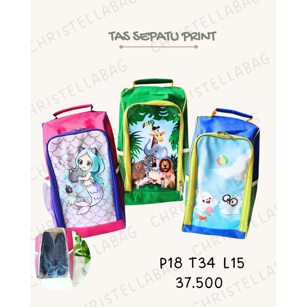 Tas Sepatu Print | Tas Sepatu Anak | Tas Sepatu Karakter | Tas Sepatu Souvenir