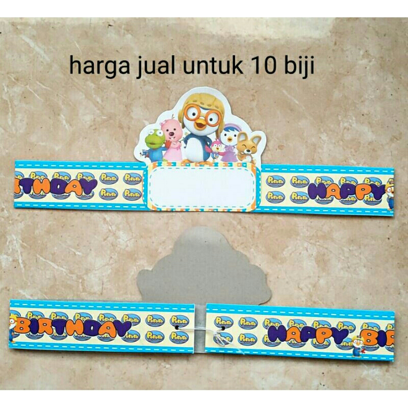 topi ulang tahun isi 10 lembar tema Pororo