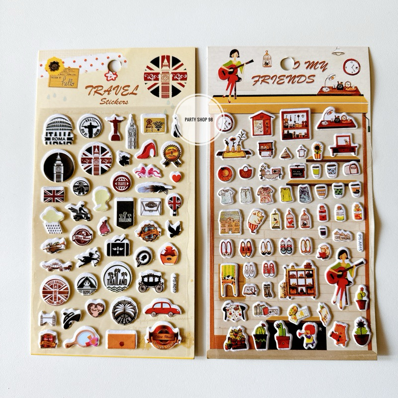 

STICKER MINI TIMBUL GAMBAR COFFEE - GARDEN - TRAVEL / STICKER JURNALING