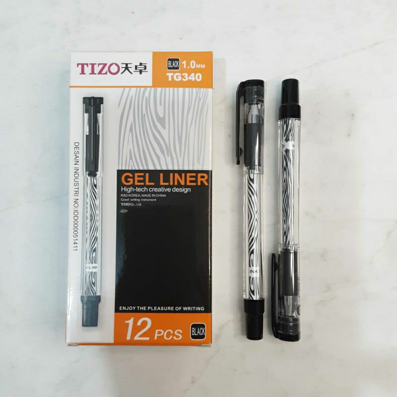 

PENA TIZO LINER TG340 HITAM 1.0 mm/ Gel Pen Tizo Hitam /Pena Tinta