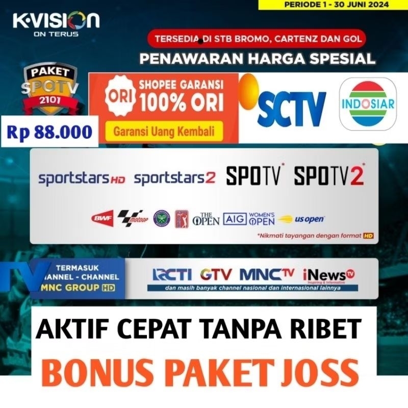 Paket Spotv 30 Hari Bonus paket CLING