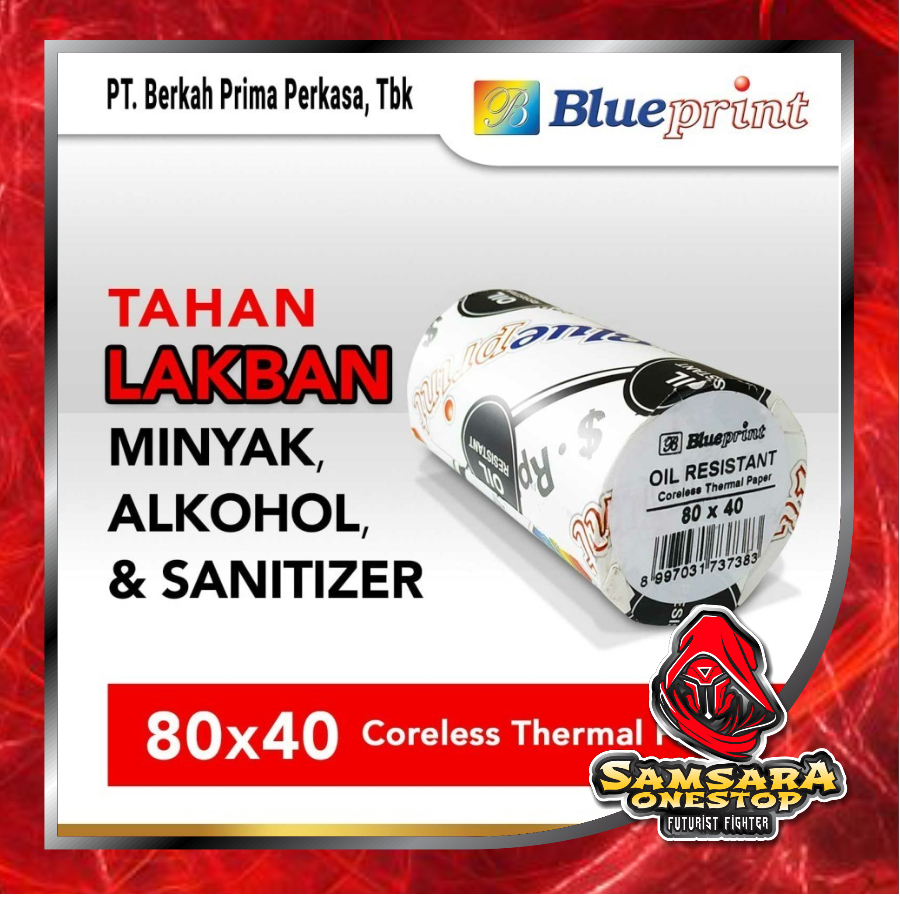 

Thermal Oil Resistant BLUEPRINT Kertas Struk TAHAN LAKBAN 80x40 mm