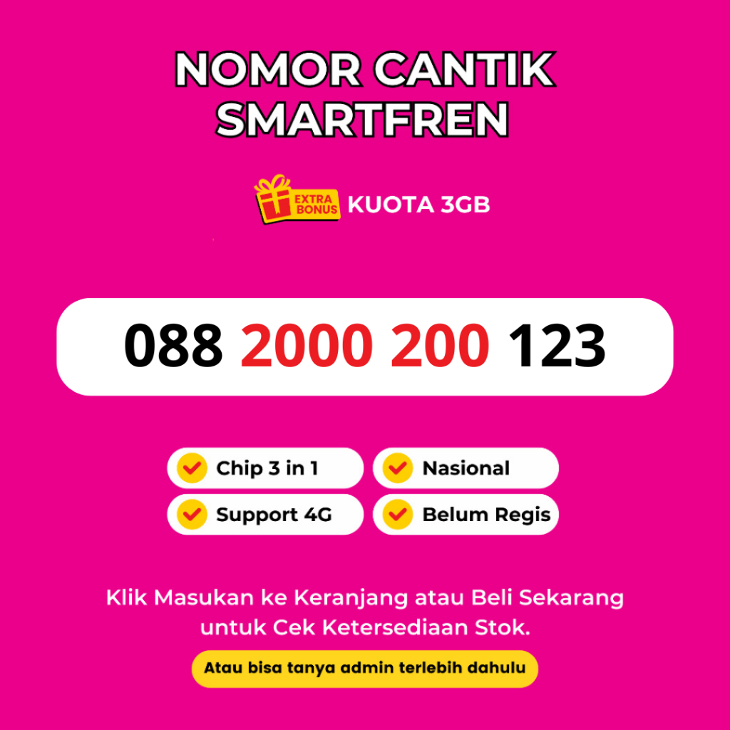 Nomor Cantik Smartfren Murah Bonus Kuota 3GB - Kartu Perdana Kuota Smartfren 3GB Support 4G LTE