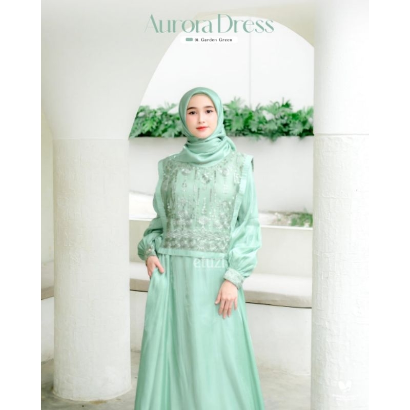 Aurora Dress set by Etuzi/Gamis cantik Shimmer/Gamis set kerudung Murah