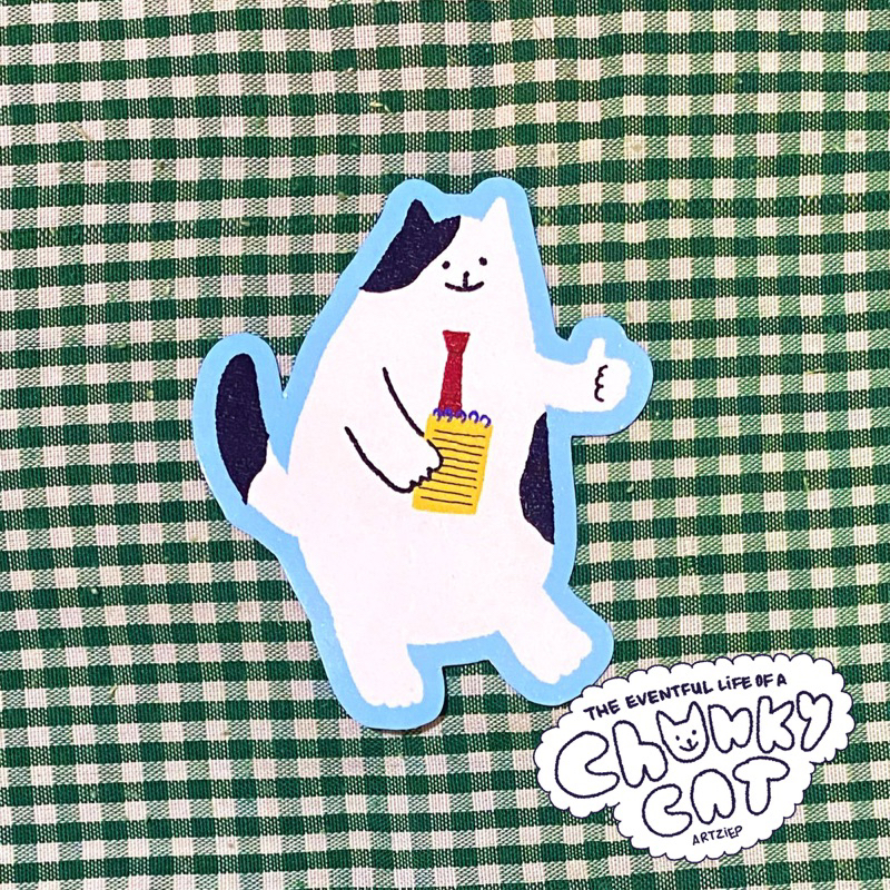 

Noted Cat Vinyl Sticker - Stiker Label Gambar Kucing Pekerja dengan Notes
