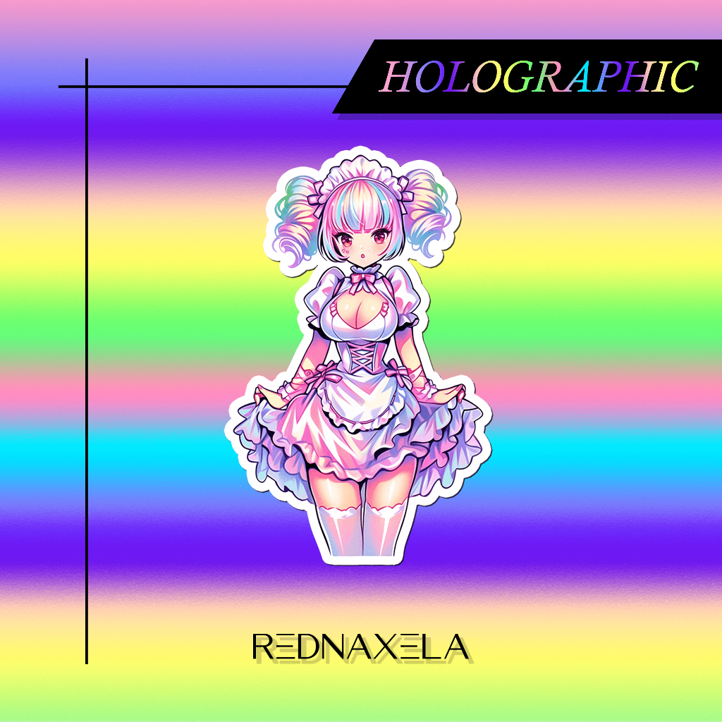 

Stiker Vinyl Hologram Maid Girl 2 Holographic Decorative Stickers