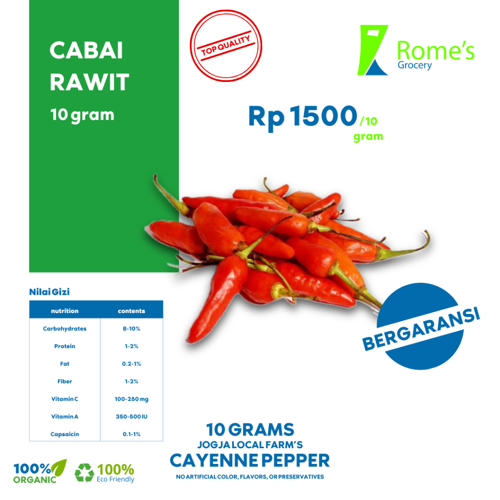

Cabe Rawit | 10 Gram | Fresh & Organik | Bergaransi | Rome’s Grocery