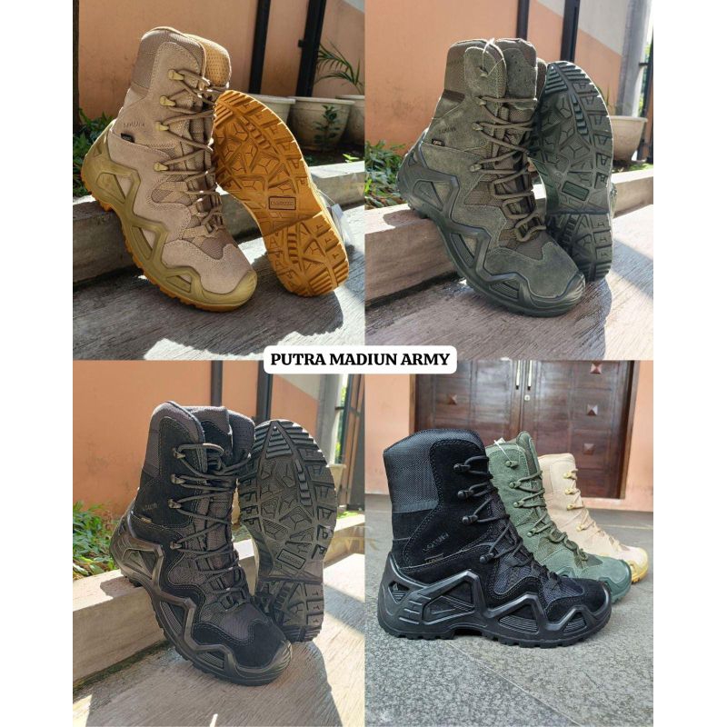 Sepatu Rep LOWA Hitam, Hijau, Gurun CHN 8 inchi