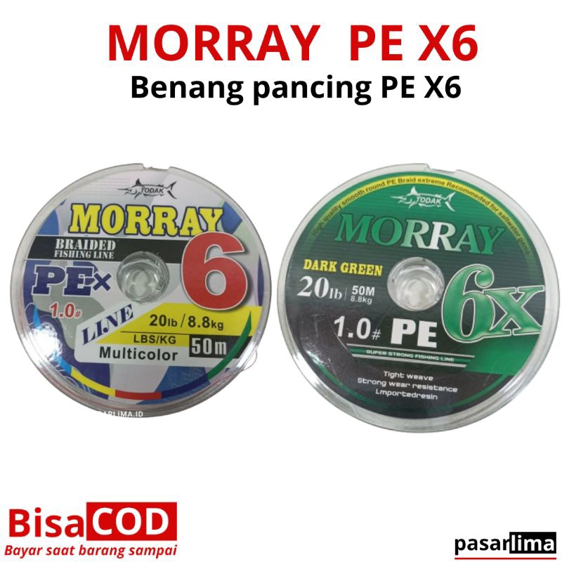 MORRAY PE X6 panjang 50 meter benang pancing