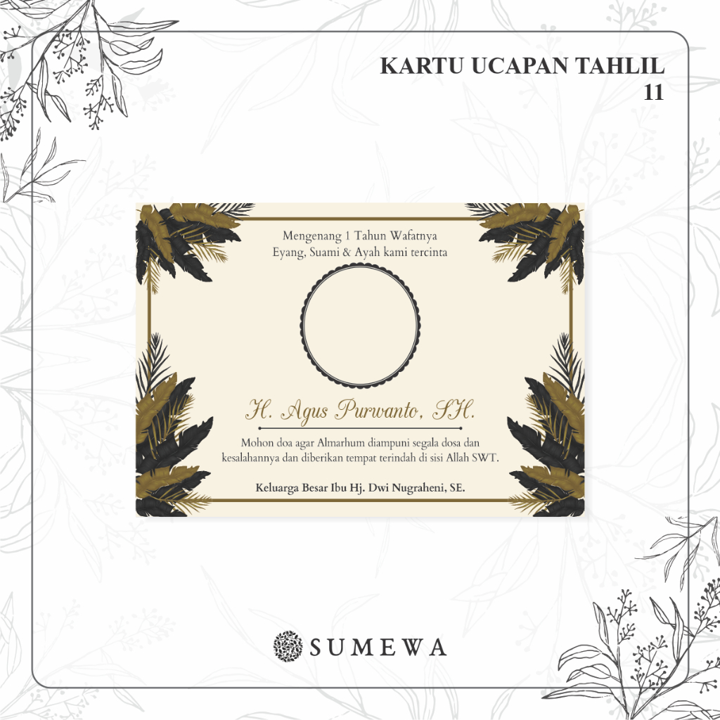 Kartu Ucapan Tahlilan / Kartu Ucapan Peringatan Meninggal 40 Hari / Kartu Ucapan Peringatan 1000 Har