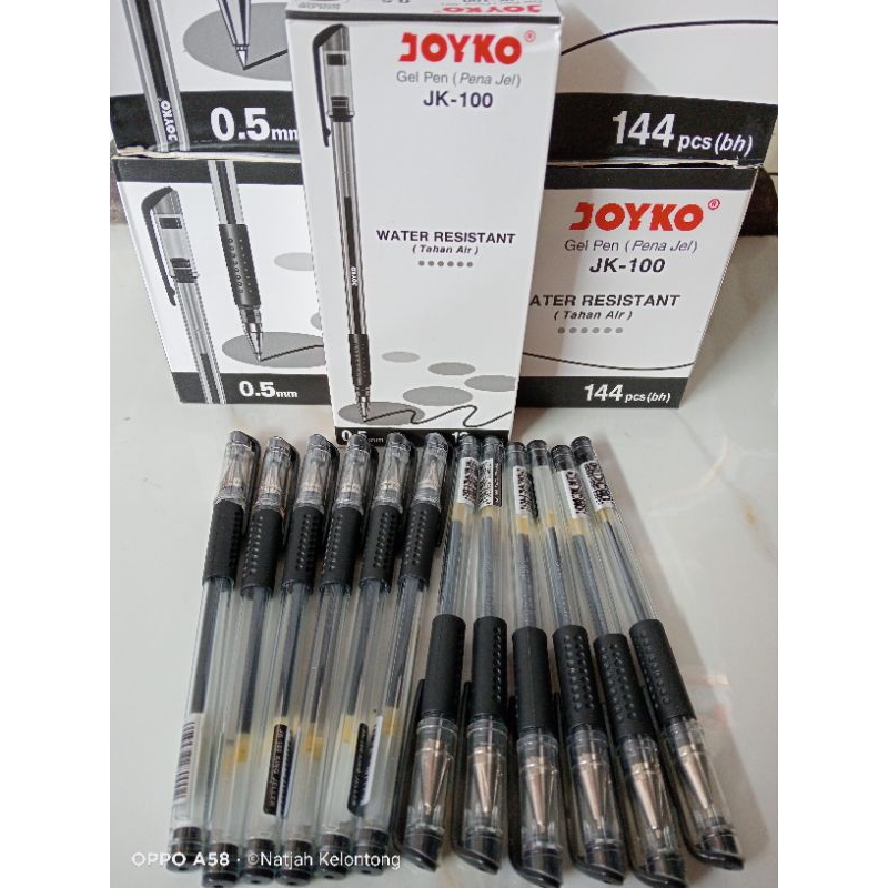 

JOYKO JK-100 0.5mm Gel Pen WATER Resistant Tahan air PERPACK 12pcs
