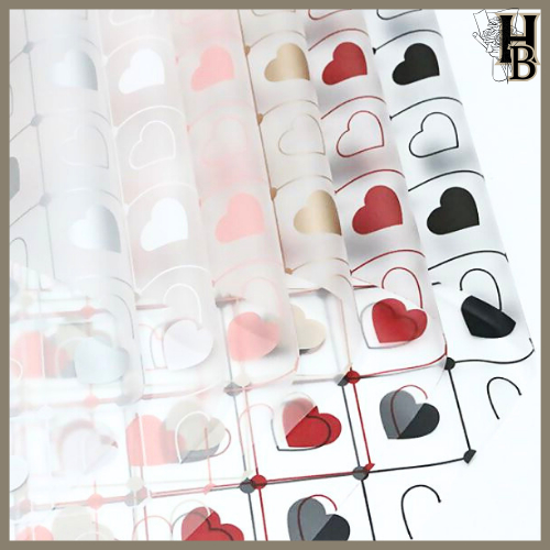 

Cellophane Kertas Buket Bunga Wrapping Paper Heart Semi Transparent Valantine Bouquet 6104
