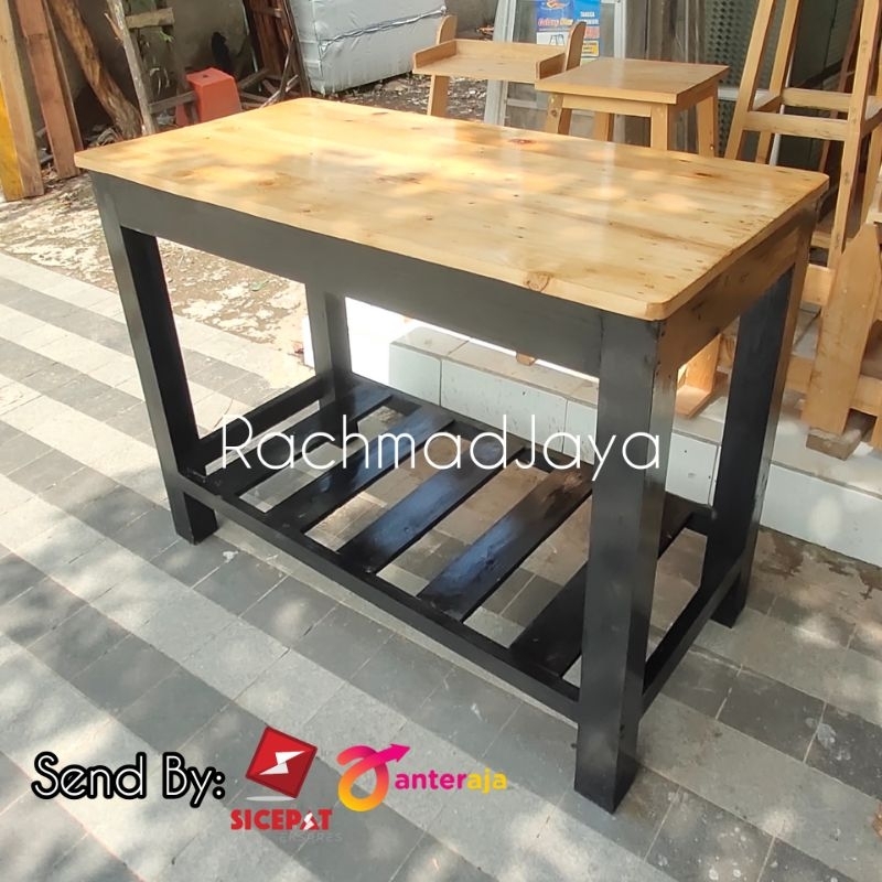 Meja Aquarium Kaki Besar Full Kayu Jati Belanda