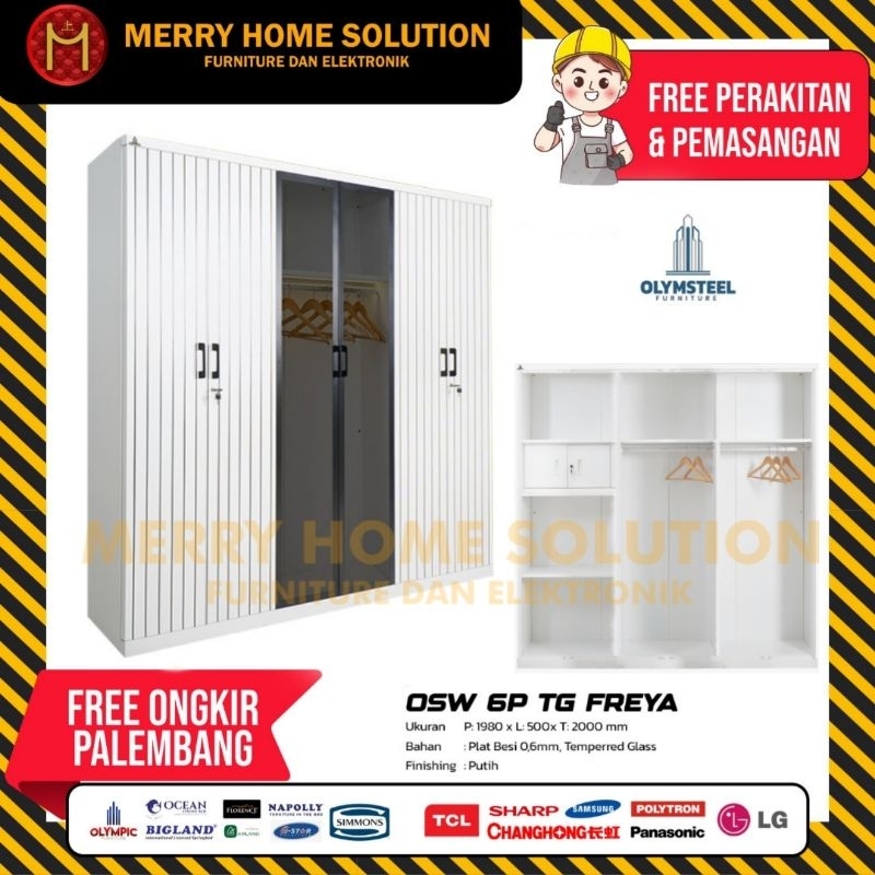 lemari pakaian besi 6 pintu minimalis lemari besi olymsteel furniture palembang