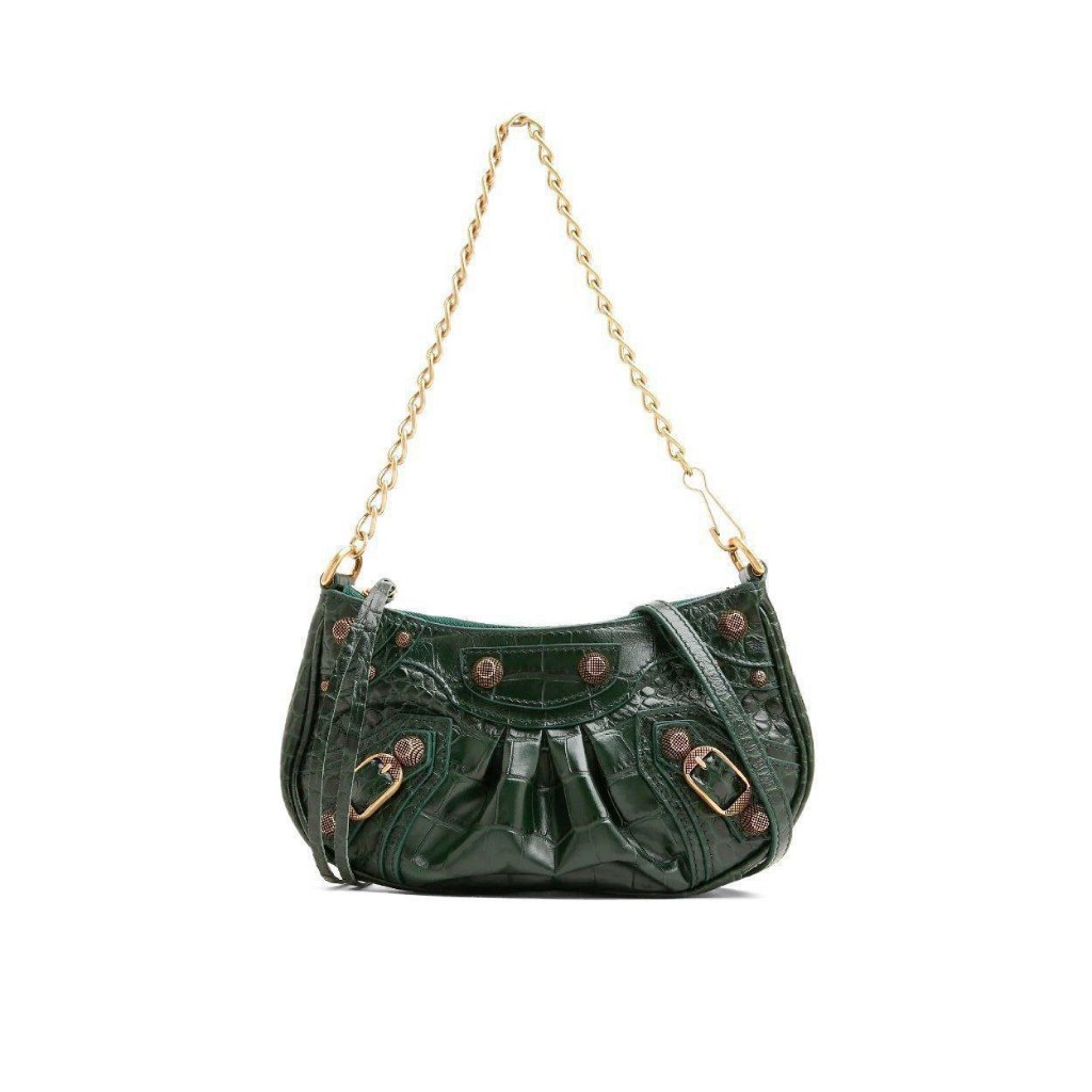 Tas Bale Le Cagole Mini Croco Embossed Green Original