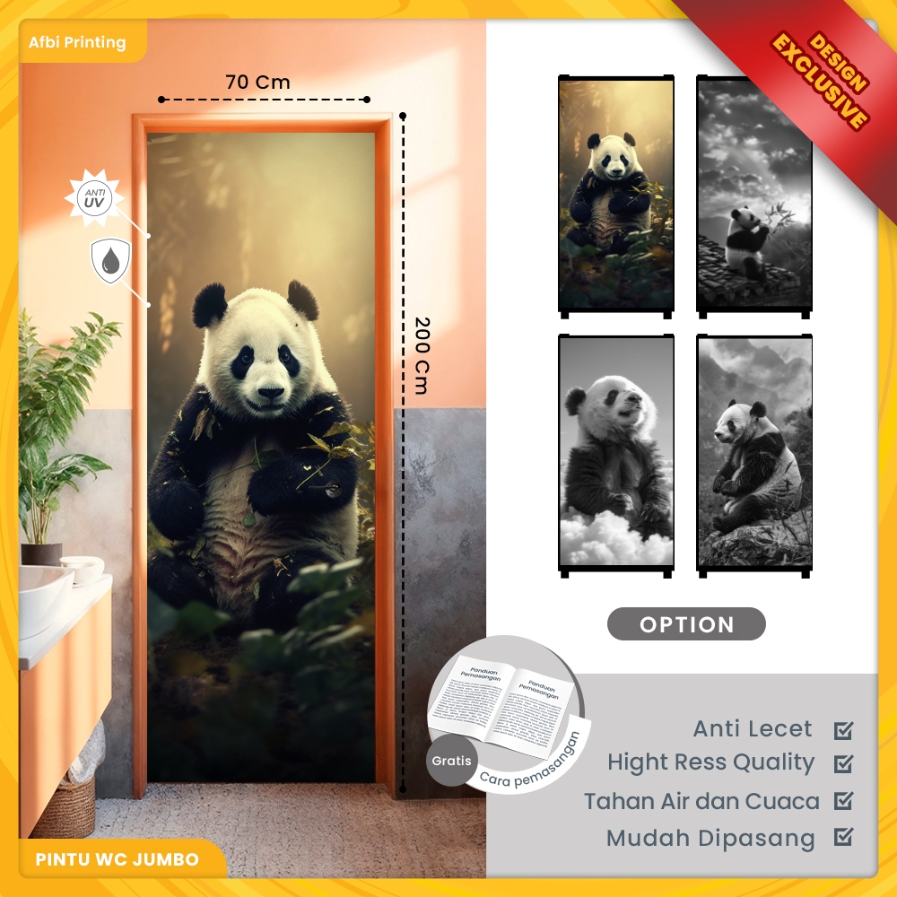 Stiker Pintu Wc / Sticker Pintu Kamar Mandi Panda Ukuran Standart Dan Jumbo Branding Kamar Mandi