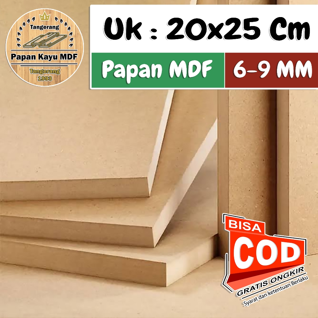 Kayu Papan MDF Ketebalan 6MM / 9MM Ukuran 20x25cm MDF BOARD