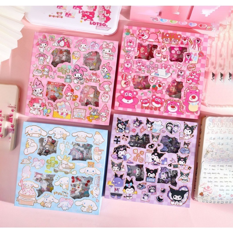 

stiker sticker sanrio isi 100 transparant box stiker momoyo kekinian waterproof cinnamoroll kuromi melody