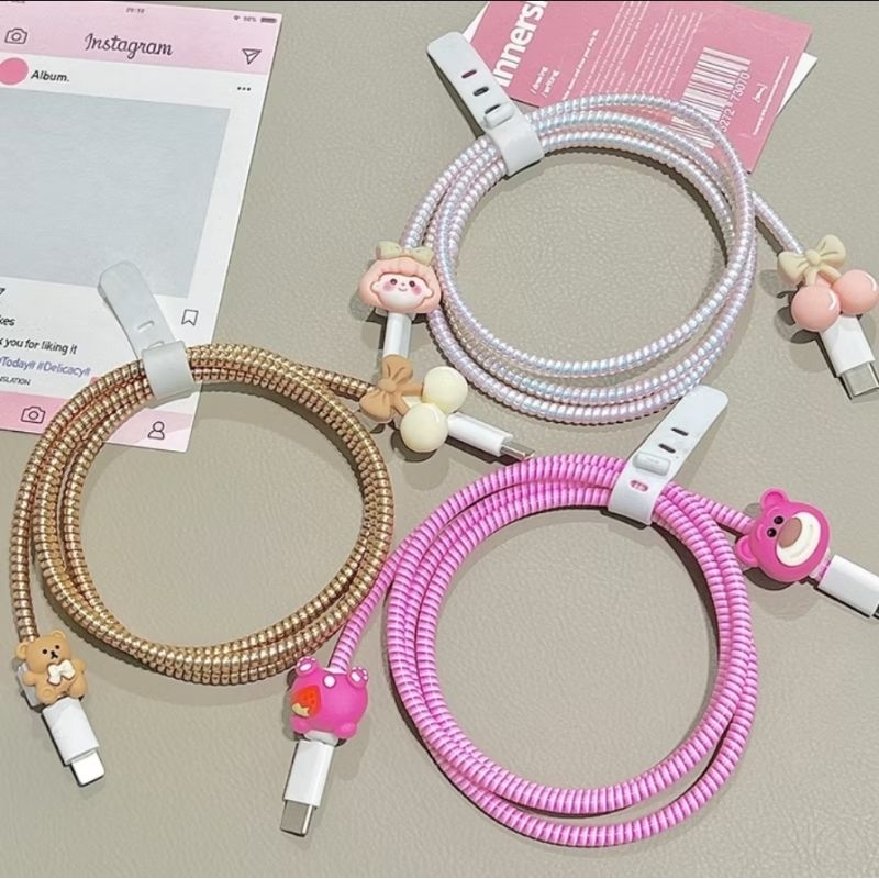 1 Set 4 Item Pelindung Kabel Charger Kabel Data HP Untuk  Iphone Samsung Xiaomi