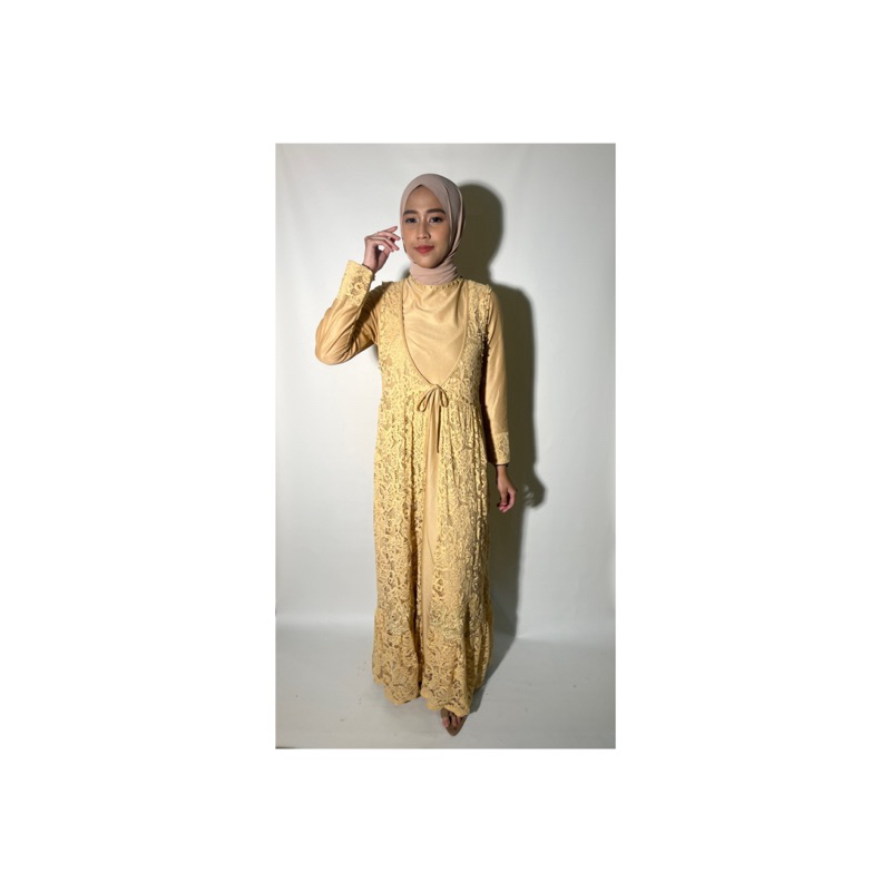 Gamis rompi brokat 8266 Dress Wanita Muslim