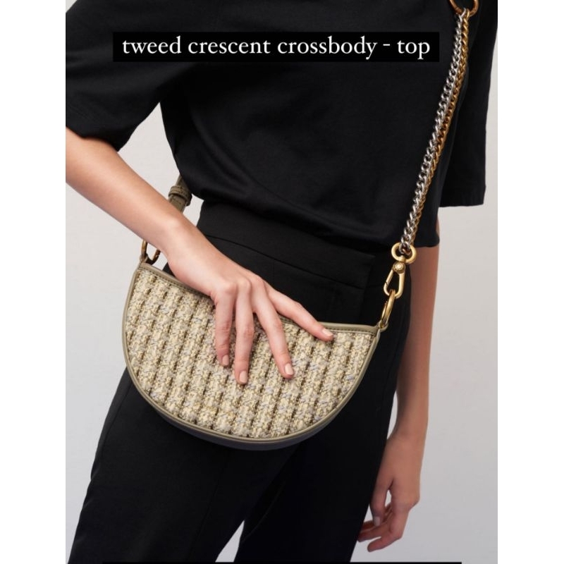 [Preloved] Charles and keith tweed bag taupe - Nett