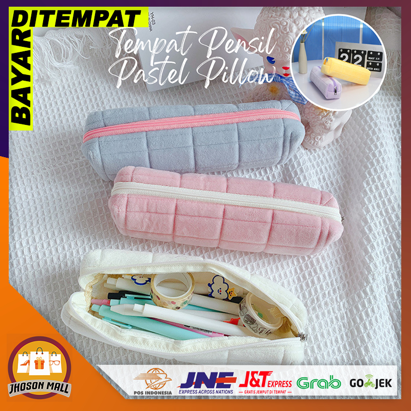 

JM Kotak Pensil Import Warna Pastel Tempat Pensil Bantal Pillow Pencil Case Sleting Bulu Kotak TP-01