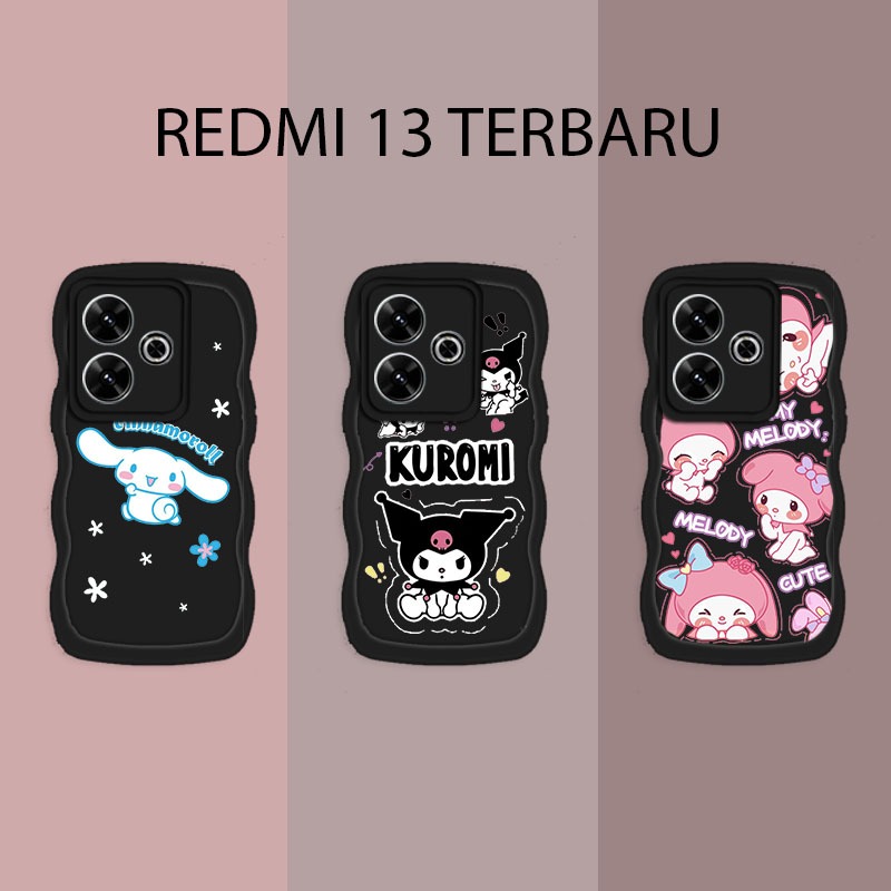 [BG08] Softcase Gelombang Motif Type Terbaru REDMI 13 - Case Gelombang - Gelombang Hitam - Case Gelo